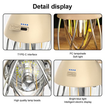 Φανάρι κάμπινγκ LED Επαναφορτιζόμενο Retro Metal Light Camp Κρεμαστό λαμπάκι Vintage με μπαταρία για διακοπή ρεύματος