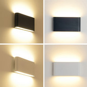 Lampă de perete cu LED 6W 12W Iluminat de grădină impermeabil pentru exterior, aluminiu AC86-265V, pentru interior, dormitor, sufragerie, scară.