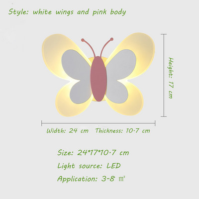 14 W Butterfly LED fali lámpák akril kreatív gyerekszoba fali lámpa beltéri otthoni hálószoba fejtámla folyosó dekorációjához