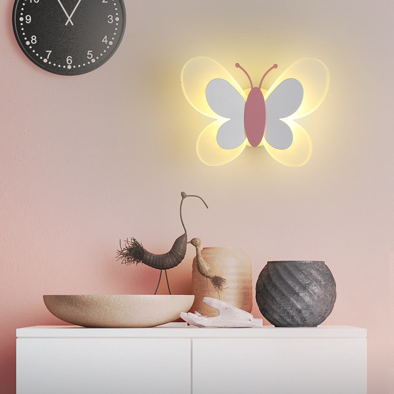 14 W Butterfly LED fali lámpák akril kreatív gyerekszoba fali lámpa beltéri otthoni hálószoba fejtámla folyosó dekorációjához