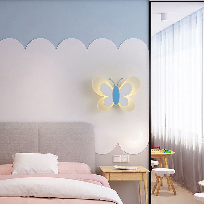 14 W Butterfly LED fali lámpák akril kreatív gyerekszoba fali lámpa beltéri otthoni hálószoba fejtámla folyosó dekorációjához