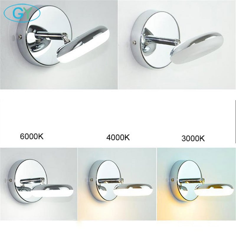 Lampă de perete LED minimalistă modernă de 5W, lumini de reglare a unghiului de citire, 3000K 4000K 6000K, lampă frontală cu oglindă, iluminat pentru baie