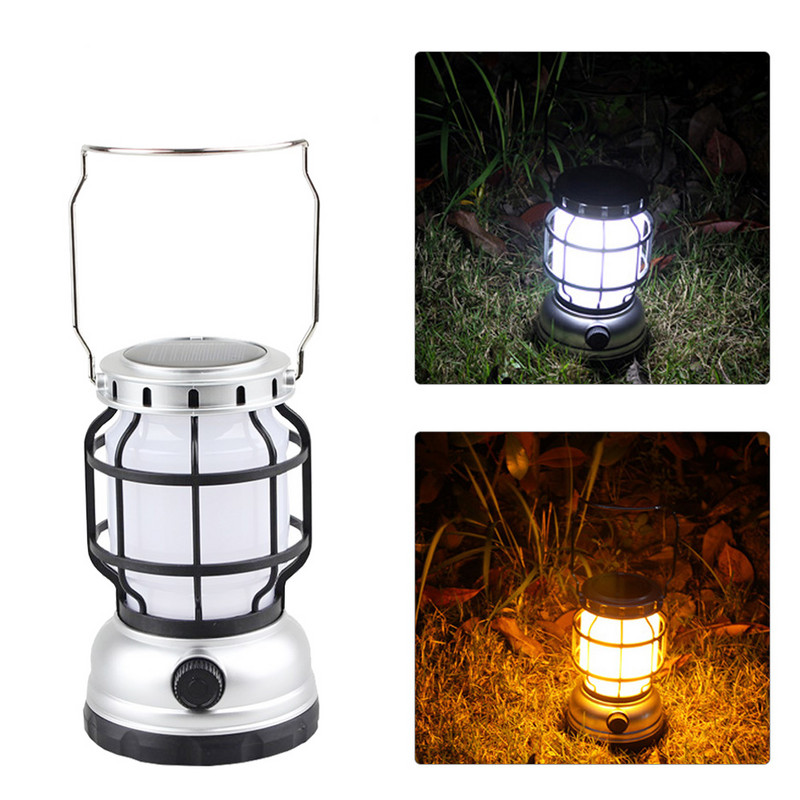Eļļas laternas petrolejas LED zibspuldze iekštelpu saules spuldze pārnēsājama petrolejas āra nakts gaisma USB uzlādējama ūdensnecaurlaidīga gaisma