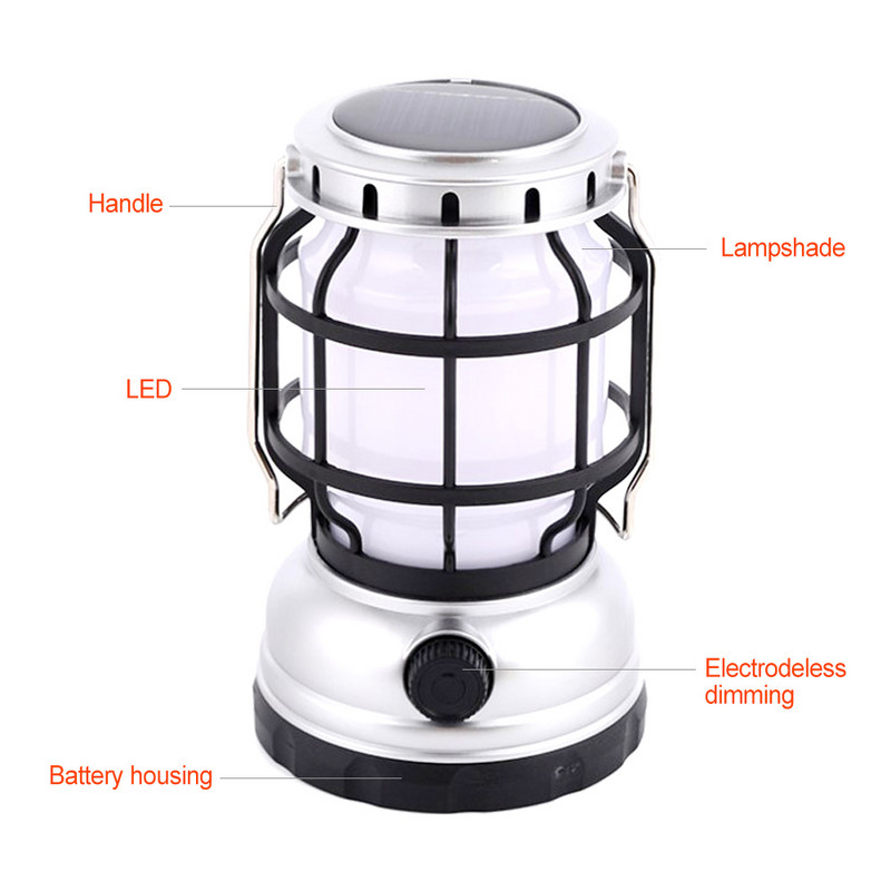 Eļļas laternas petrolejas LED zibspuldze iekštelpu saules spuldze pārnēsājama petrolejas āra nakts gaisma USB uzlādējama ūdensnecaurlaidīga gaisma