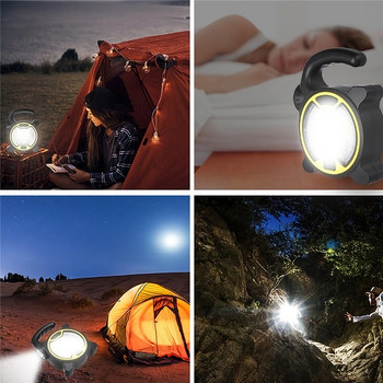 Външна преносима къмпинг батерия Захранване LED COB Работна светлина Лампа Червен Жълт прожектор Палатка Външна светлина за къмпинг за пътуване