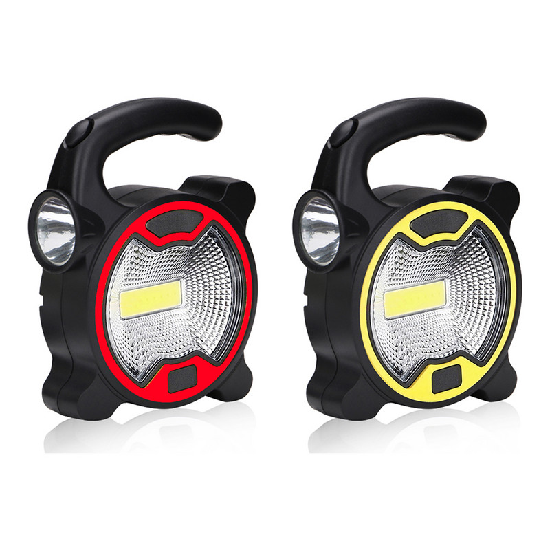 Baterie portabilă de camping în aer liber, cu LED-uri COB pentru lumină de lucru, roșu, galben, pentru cort, pentru călătorie, în aer liber