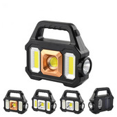 Lanternă solară cu LED-uri pentru camping, cu lumini de lucru COB, proiector, impermeabilă, 6 trepte, lanterne reîncărcabile pentru drumeții în camping