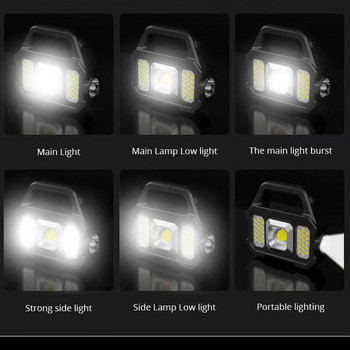 Ηλιακός φακός κάμπινγκ LED με φώτα εργασίας COB Searchlight Αδιάβροχο 6 Gears Επαναφορτιζόμενα Φανάρια για Κάμπινγκ Πεζοπορία