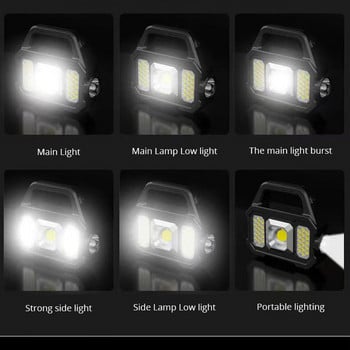 Соларен LED фенер за къмпинг с работни светлини COB Прожектор Водоустойчив 6 предавки Акумулаторни фенери за къмпинг туризъм