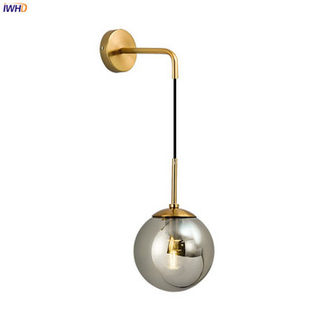 IWHD Gold Nordic LED стенна лампа до спалня, хол, баня, стъклена топка, стенни осветителни тела Wandlamp Applique Murale