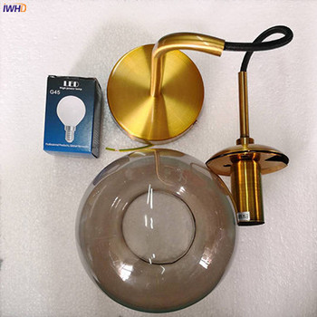 IWHD Gold Nordic LED стенна лампа до спалня, хол, баня, стъклена топка, стенни осветителни тела Wandlamp Applique Murale