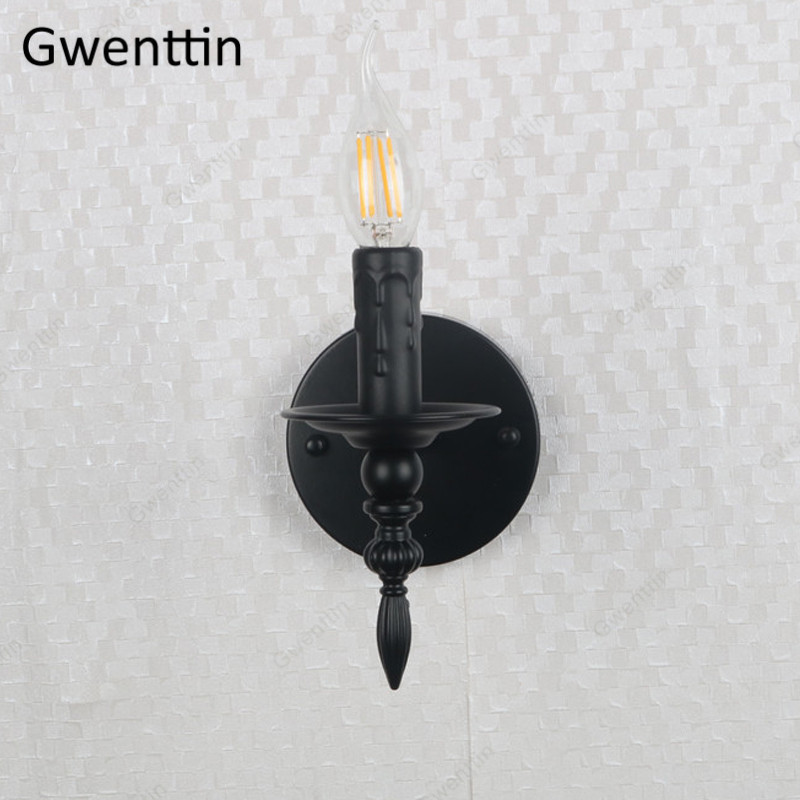 Dzelzs sienas lampa Retro amerikāņu sienas lampas Led gaismas ķermeņi mājas bēniņiem Industrial Deco Stair Guļamistabas naktslampas gaismeklis