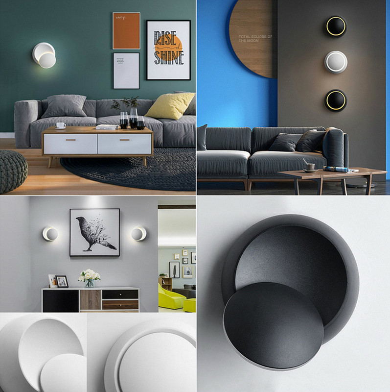 6W LED sienas gaismas dekorācijas naktslampiņa guļamistabas bēniņu lampai regulējama 360 grozāma modernam Livin mājas interjeram