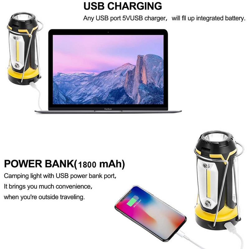 C2 LED sátorlámpa Power Bank hordozható zseblámpa izzó kültéri lámpa USB újratölthető kemping sátor utazás Erőteljes vészvilágítás