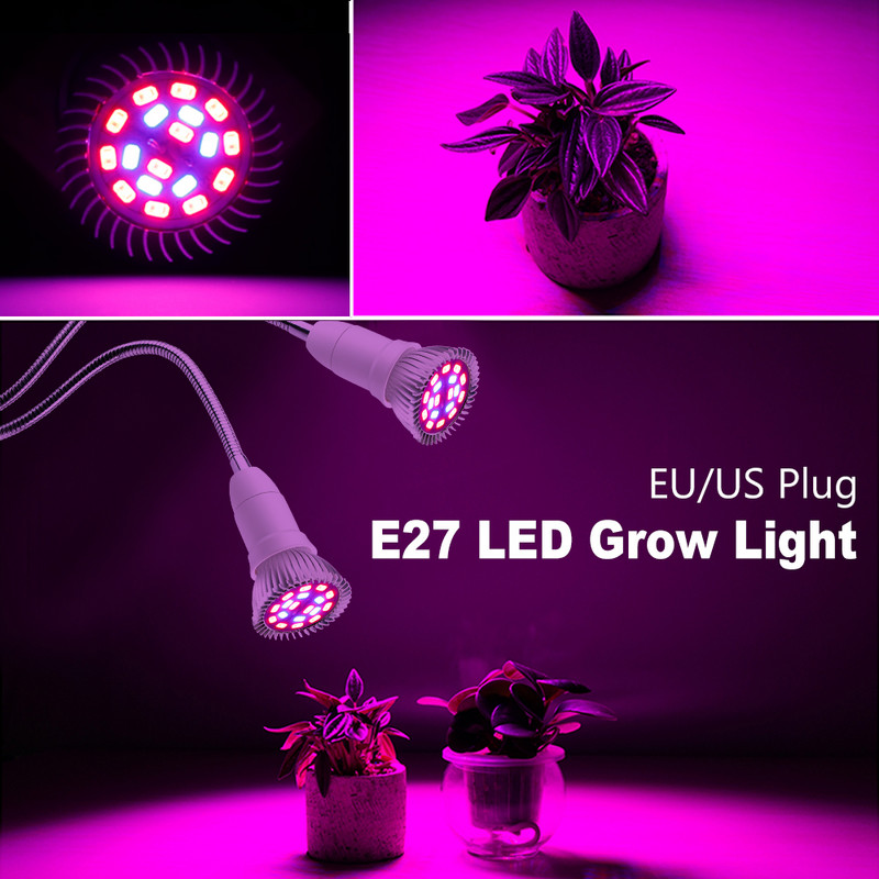 LED pilna spektra Phytolight 18W 28W hidroponikas augšanas gaisma E27 augu lampa iekštelpu ziedu audzēšanai LED stāds Fito Lampada