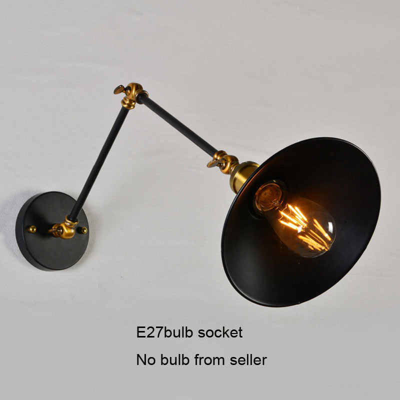 Amerikos retro palėpės pramonės geležies sulankstoma lempa prie lovos miegamojo darbo biuro sieninė lempa Paprasta darbo koridoriaus laiptų šviesa liemenėlė