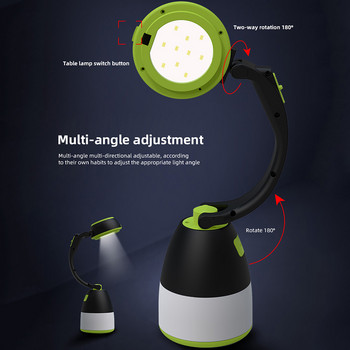 LED къмпинг светлина 3 в 1 Мултифункционално фенерче Вътрешна настолна лампа USB акумулаторно аварийно фенерче Фенерче за външно осветление