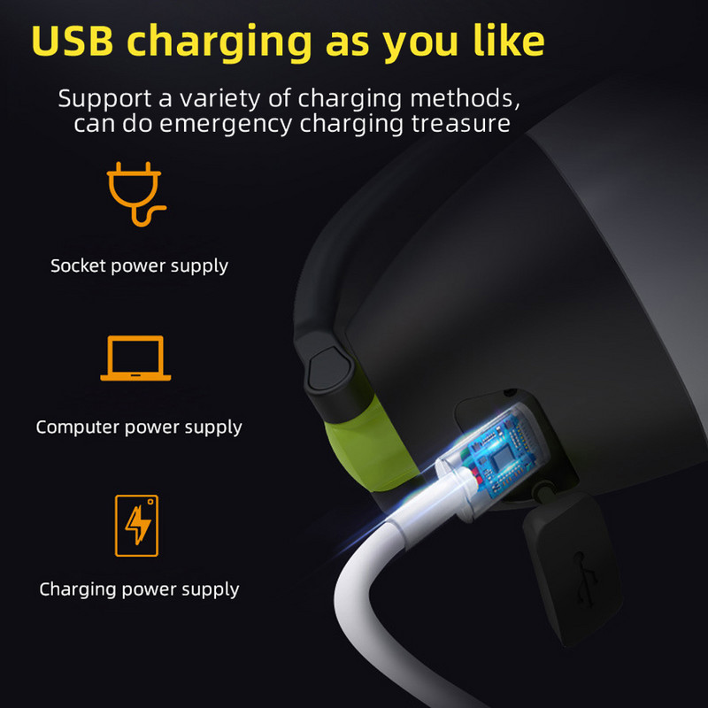 Lampă de camping cu LED 3 în 1 Lanternă multifuncțională Lampă de masă pentru interior Lanternă de urgență reîncărcabilă prin USB Lanternă de iluminat în aer liber