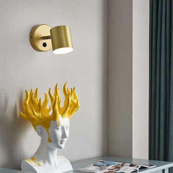 Χρυσό μαύρο σιδερένιο LED φωτιστικά τοίχου Σαλόνι Υπνοδωμάτιο Υπνοδωμάτιο Εσωτερικό Φωτιστικό Φωτιστικό Ραβδί Διακόπτης Βιομηχανική Απλίκα