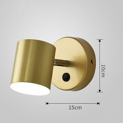 Χρυσό μαύρο σιδερένιο LED φωτιστικά τοίχου Σαλόνι Υπνοδωμάτιο Υπνοδωμάτιο Εσωτερικό Φωτιστικό Φωτιστικό Ραβδί Διακόπτης Βιομηχανική Απλίκα