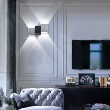 Алуминиева LED стенна лампа нагоре и надолу Всекидневна Спалня Нощна стенна лампа за фон за телевизор Баня Коридор Аплик Блясък