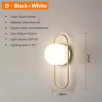 Kaasaegne kuldne seinavalgusti Põhja-Euroopa klaasgloobus elutuba magamistuba voodi seinavalgusti trepp vahekäik vannitoa LED valgustus