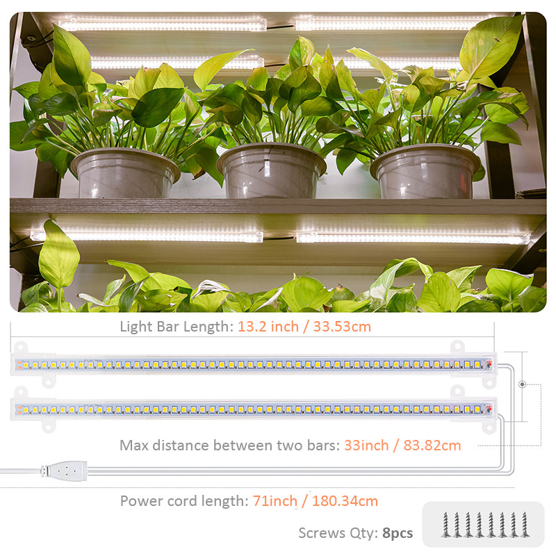 Full Spectrum Led Grow Light Strip 20W Phytolamp for Plants White Led Grow Light Phyto Lamp Timer Dimmable Bars Indoor Growing