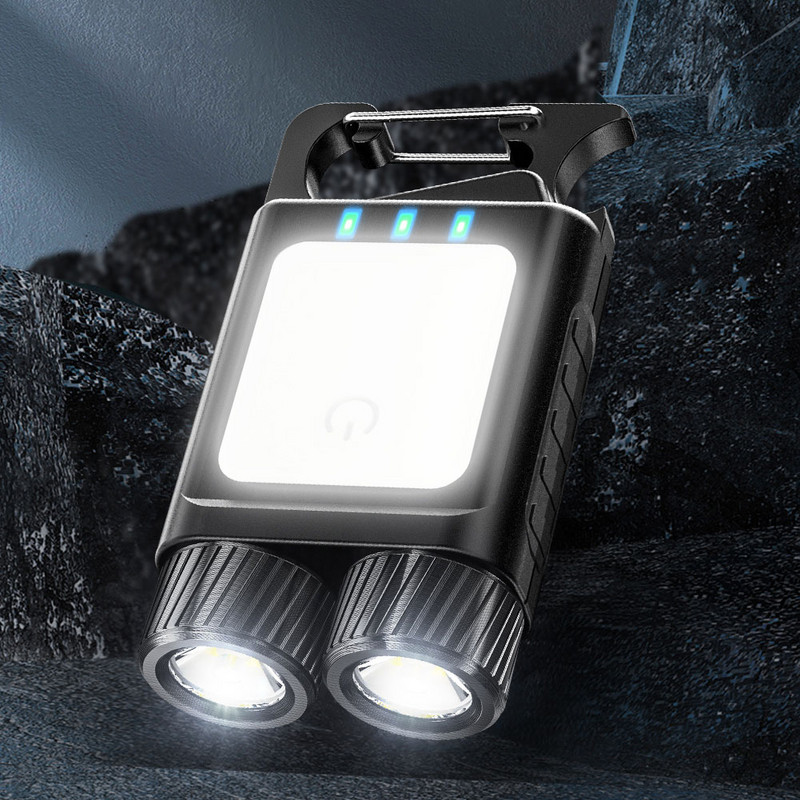 Lanternă LED de buzunar Brelocuri Cort de camping Putere de tip C Încărcare USB 500 mAh Lampă de lucru COB Deschidetor de sticle Tibușon