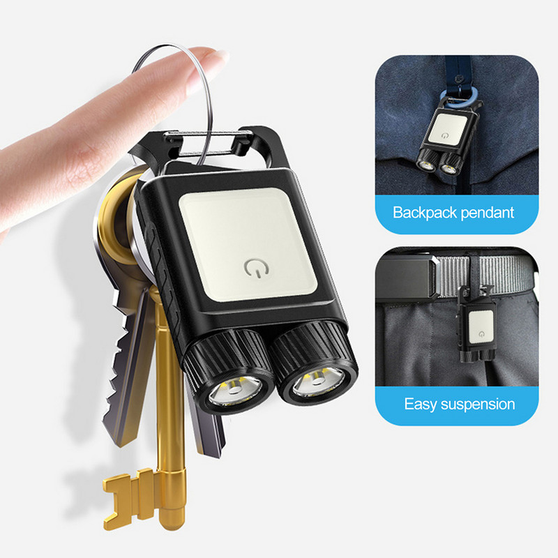 Lanternă LED de buzunar Brelocuri Cort de camping Putere de tip C Încărcare USB 500 mAh Lampă de lucru COB Deschidetor de sticle Tibușon