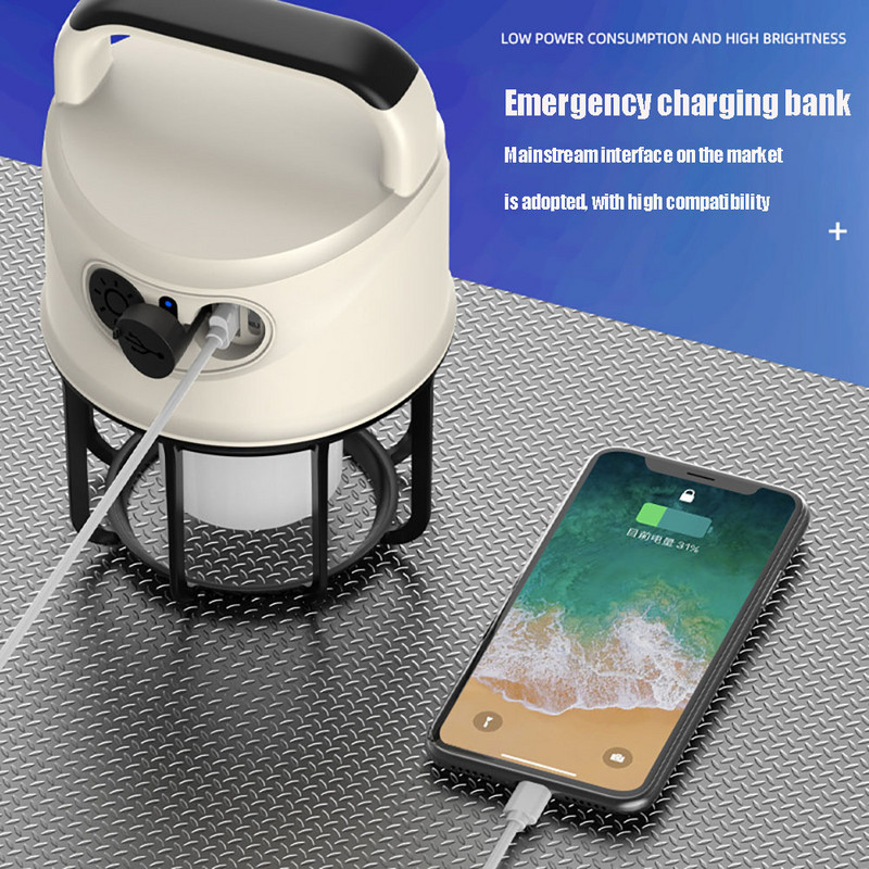 Becuri portabile pentru lampă cu baterie Lumini reîncărcabile USB multifuncționale Lanternă de mare putere Iluminare de urgență Cort de camping în aer liber