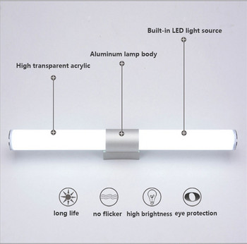 12W 16W 22W Μοντέρνο φωτιστικό τοίχου LED Ακρυλικό Επιτοίχιο Φωτιστικό Καθρέφτη Μπάνιου Διακόσμηση Έπιπλα Υπέρ φωτεινό Φωτιστικό Μπάνιου