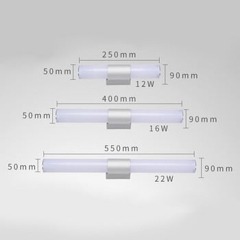 12W 16W 22W Μοντέρνο φωτιστικό τοίχου LED Ακρυλικό Επιτοίχιο Φωτιστικό Καθρέφτη Μπάνιου Διακόσμηση Έπιπλα Υπέρ φωτεινό Φωτιστικό Μπάνιου