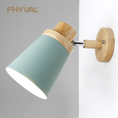 puidust seinavalgustid öökapi seinavalgusti seinalamp kaasaegne seinavalgusti magamistoale Nordic macaroon 6 värvi roolipea E27 85-285V