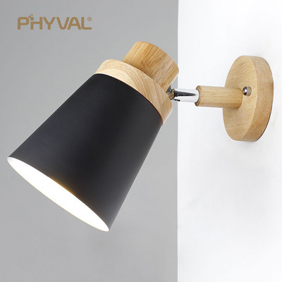 puidust seinavalgustid öökapi seinavalgusti seinalamp kaasaegne seinavalgusti magamistoale Nordic macaroon 6 värvi roolipea E27 85-285V