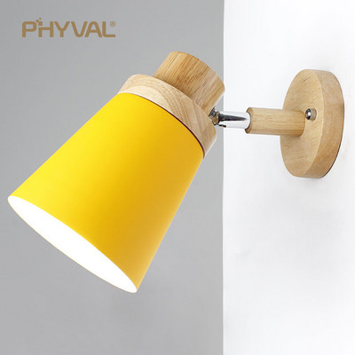 puidust seinavalgustid öökapi seinavalgusti seinalamp kaasaegne seinavalgusti magamistoale Nordic macaroon 6 värvi roolipea E27 85-285V