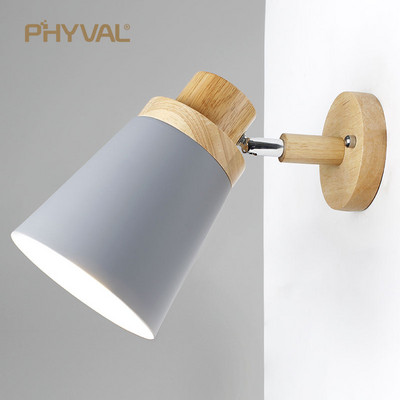 puidust seinavalgustid öökapi seinavalgusti seinalamp kaasaegne seinavalgusti magamistoale Nordic macaroon 6 värvi roolipea E27 85-285V