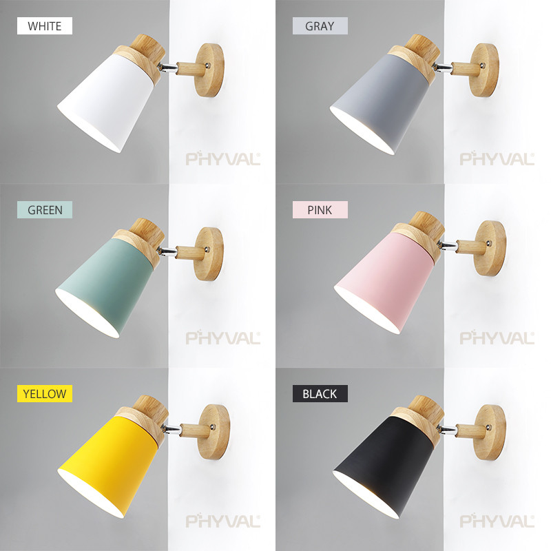 puidust seinavalgustid öökapi seinavalgusti seinalamp kaasaegne seinavalgusti magamistoale Nordic macaroon 6 värvi roolipea E27 85-285V