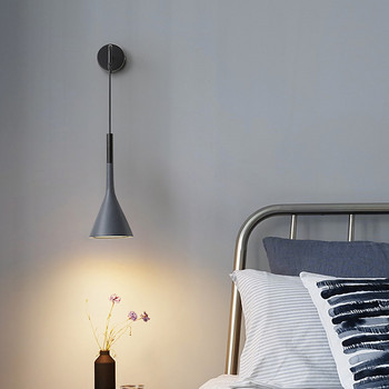 Nordic Modern Led Sconce Стенни осветителни тела за спалня Лампа за четене Ресторант Стълби Декор Дом Черен блясък