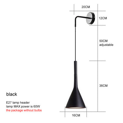 Lampă de perete Nordic Modernă Led Lampă De Lectură Dormitor Lampă De Lectură Restaurant Scări Decor Casă Lustru Negru