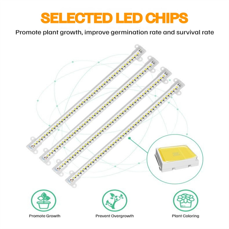 Benzi de lumină LED pentru creștere cu spectru complet, temporizator reglabil, lampă fito USB pentru răsaduri de plante de interior, cutie de creștere a cortului de flori