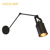 Aplică de perete American Loft ASCELINA Aplică de perete cu braț oscilant lung Aplice de perete cu LED din metal reglabilă iluminat acasă pentru dormitor/restaurant