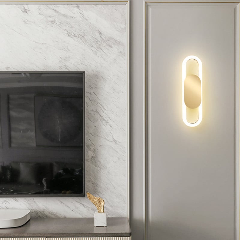 Lămpi de perete cu LED Lampă de noptieră minimalistă nordică Decor pentru casă Dormitor Sufragerie TV Fundal Aplice de perete Coridor Lumină pentru culoar