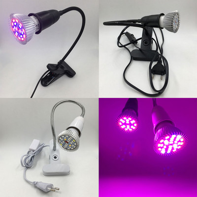 Plne spektrálne LED pestovateľské svetlo 28 LED stolová lampa s klipom a 360-stupňovou flexibilnou LED lampou na rastliny pre rast rastlín v interiéri