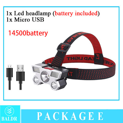 KDULIT USB įkraunama įmontuota baterija 5 LED stiprus priekinis žibintas Super ryškus ant galvos montuojamas žibintuvėlis lauko žvejybos žibintuvėlis