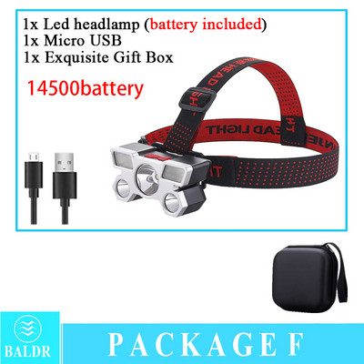 KDULIT USB įkraunama įmontuota baterija 5 LED stiprus priekinis žibintas Super ryškus ant galvos montuojamas žibintuvėlis lauko žvejybos žibintuvėlis