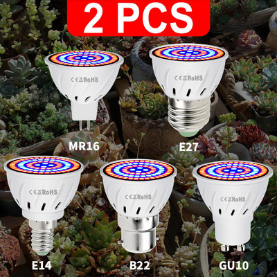 Phyto Led B22 Lumină de creștere hidroponică E27 Bec Led de creștere MR16 cu spectru complet 220V Lampă UV Plant E14 Răsaduri Fitolamp GU10