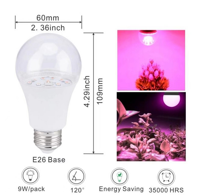 Grow LED Bec pentru plante de interior cu spectru complet E27 LED PhytoLamp Lampă UV 220V pentru lumină de creștere hidroponică pentru răsaduri