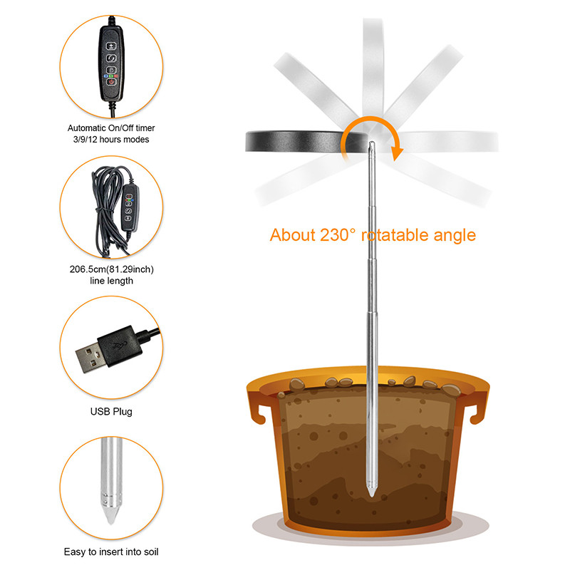 DC5V Angel Ring Grow Lights Phyto Grow Lámpa USB fitolámpa Növényekhez Beltéri termesztéshez Led teljes spektrumú Virág zamatos növényi lámpa