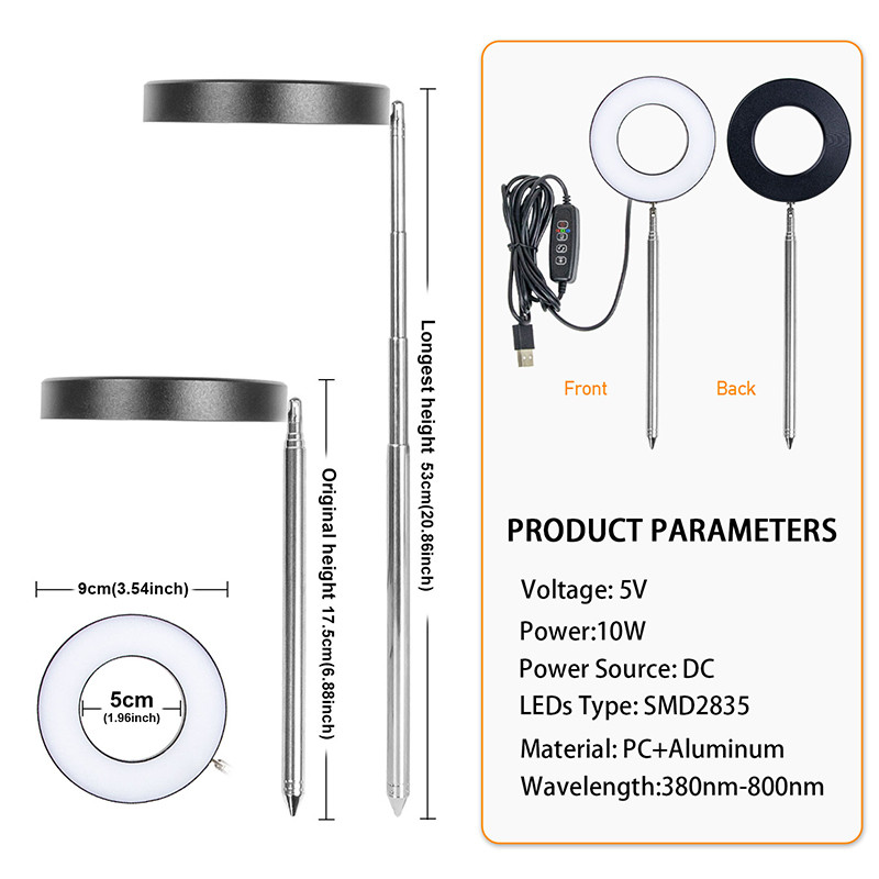 DC5V Angel Ring Grow Lights Phyto Grow Lámpa USB fitolámpa Növényekhez Beltéri termesztéshez Led teljes spektrumú Virág zamatos növényi lámpa