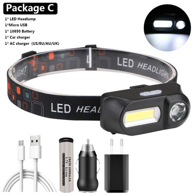 1804 Sensor XP-G Q5 esilatern 1* 18650 laetav aku LED COB pirnid Litwod liitiumioon 10w